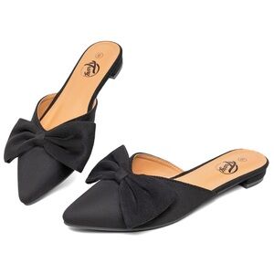 Trary Suede Bow Mule Slides